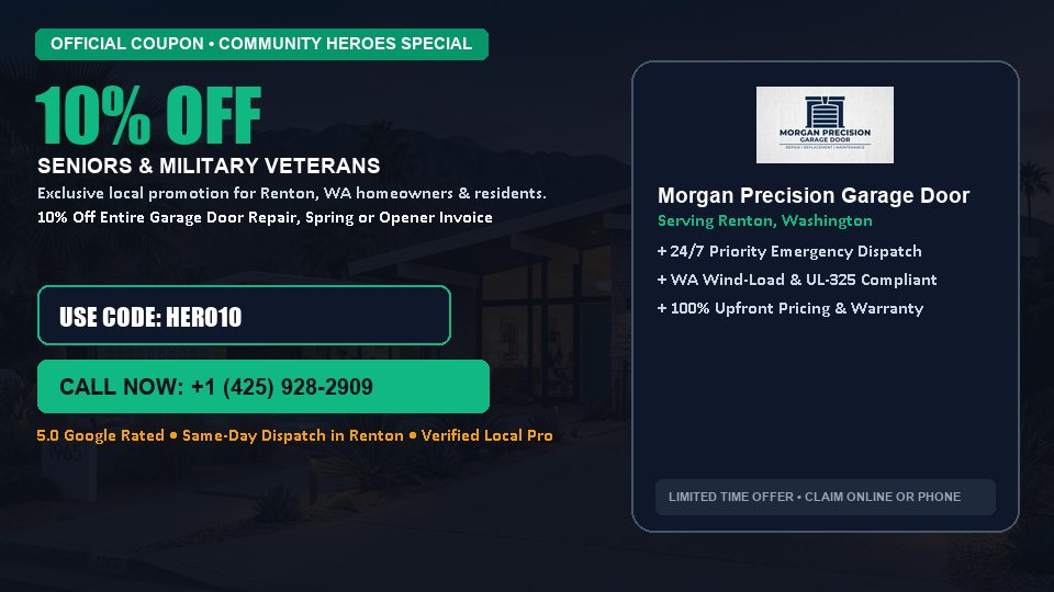 10% OFF Senior, Military & First Responder Discount in Renton, WA - Morgan Precision Garage Door